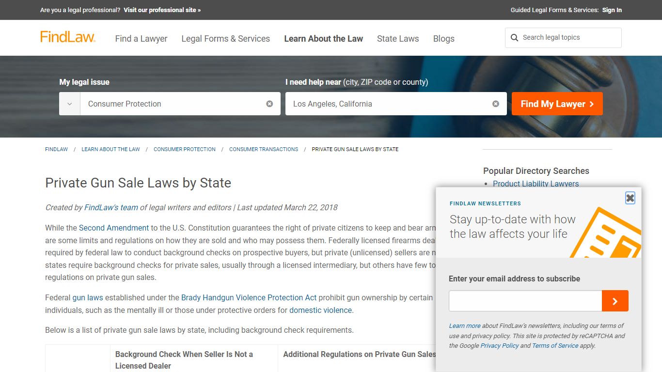 Private Gun Sale Laws by State - FindLaw